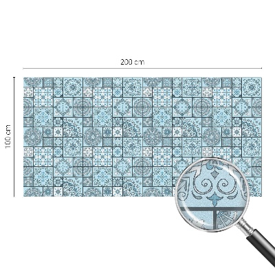 Kék csempék Öntapadós üvegfólia vitrázs mintával
