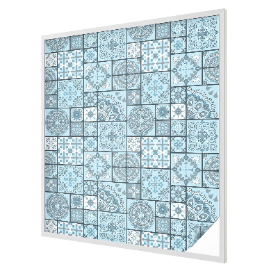 Kék csempék Öntapadós üvegfólia vitrázs mintával