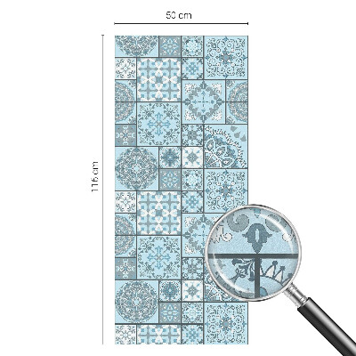 Kék csempék Öntapadós üvegfólia vitrázs mintával