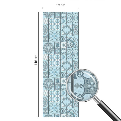 Kék csempék Öntapadós üvegfólia vitrázs mintával
