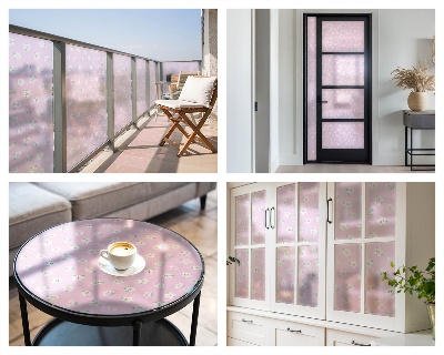 Virágminta Öntapadós üvegfólia vitrázs mintával