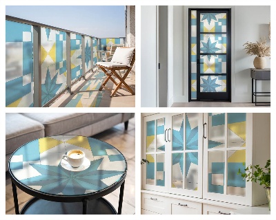 Kék csillagok Öntapadós üvegfólia vitrázs mintával