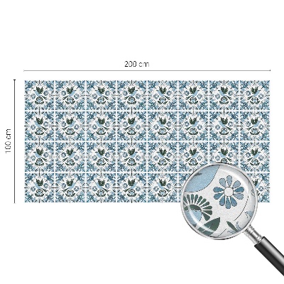 Kék virágok Öntapadós ablakfólia ólomüveg mintával