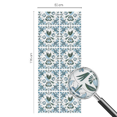 Kék virágok Öntapadós ablakfólia ólomüveg mintával