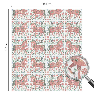 Színes lovak Öntapadós üvegfólia vitrázs mintával