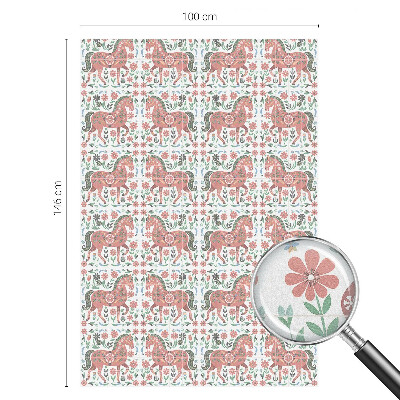 Színes lovak Öntapadós üvegfólia vitrázs mintával