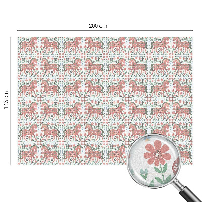 Színes lovak Öntapadós üvegfólia vitrázs mintával