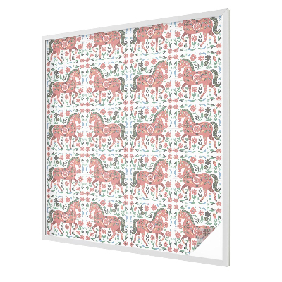 Színes lovak Öntapadós üvegfólia vitrázs mintával