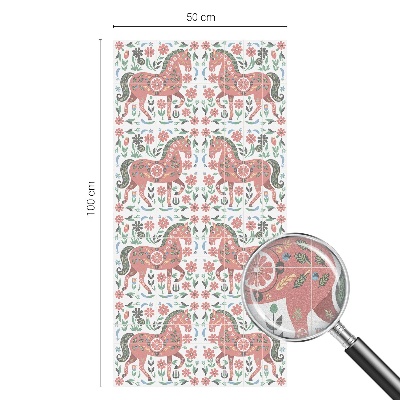 Színes lovak Öntapadós üvegfólia vitrázs mintával