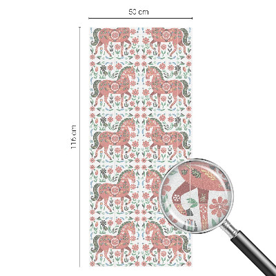 Színes lovak Öntapadós üvegfólia vitrázs mintával