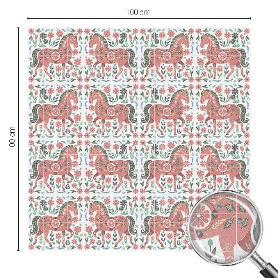 Színes lovak Öntapadós üvegfólia vitrázs mintával