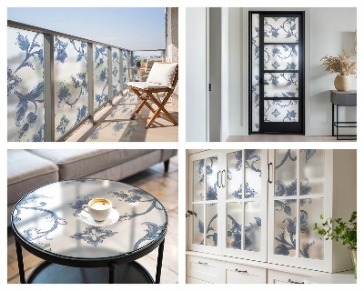 Virágdísz Öntapadós üvegfólia vitrázs mintával