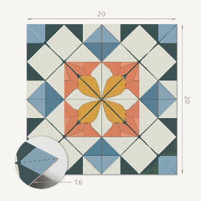 Vinilpadló Stílusos virágok geometrikus kompozícióban