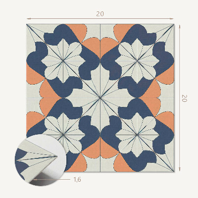 Öntapadós vinyl csempe Stílusos geometrikus virágmintás