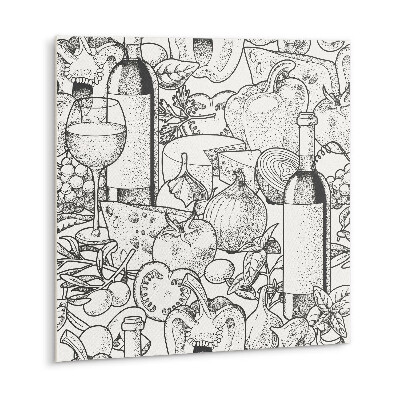 Vinilpadló Téma egy üveg borral és zöldségekkel