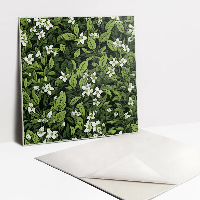 Vinyl padló csempe Fehér virágok és levelek