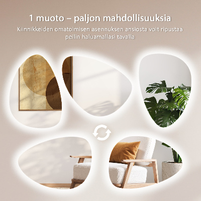 Aszimmetrikus tojás alakú tükör Fali LED világítással