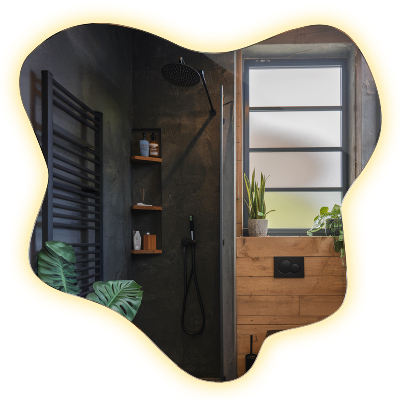 Folt alakú tükör beépített LED világítással