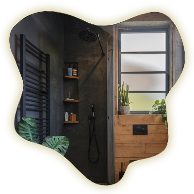 Folt alakú tükör beépített LED világítással