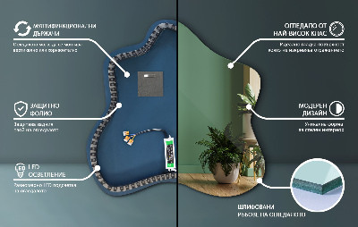 Folt alakú tükör beépített LED világítással