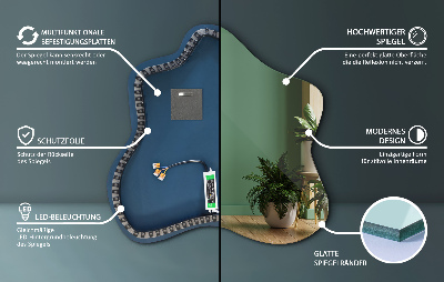 Folt alakú tükör beépített LED világítással