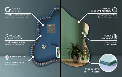 Folt alakú tükör beépített LED világítással