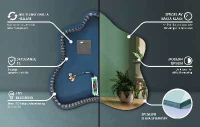 Folt alakú tükör beépített LED világítással