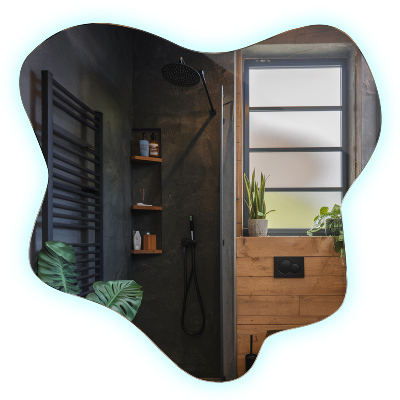 Folt alakú tükör beépített LED világítással