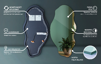Szokatlan forma tükör led világítással dekoratív