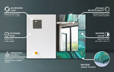 Tükör dekorációval Zöld geometriai minta