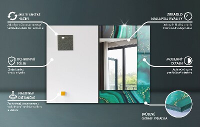 Tükör dekorációval Zöld geometriai minta