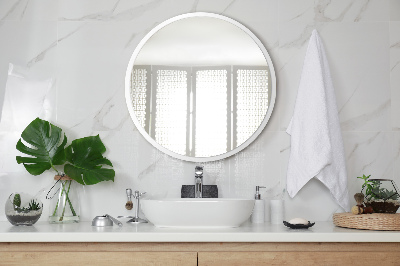 Kerek fürdőszobai tükör fehér keret