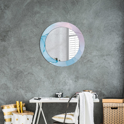 Kerek tükör díszítéssel Modern márvány textúra