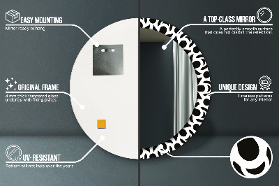 Kerek tükör fali dísz Fekete geometriai dísz