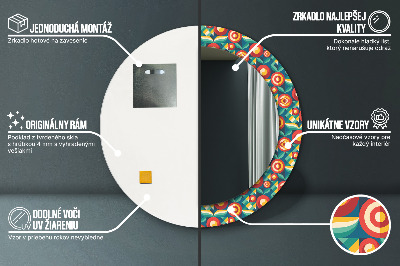 Kerek tükör díszítéssel Geometriai gyümölcsök és levelek