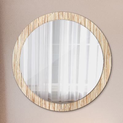 Kerek díszes tükör Bambusz szalma