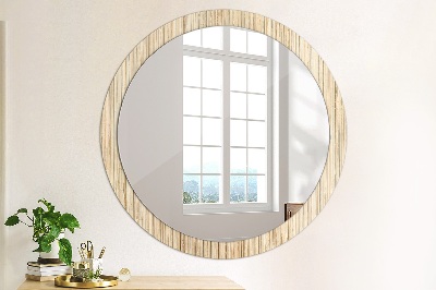 Kerek díszes tükör Bambusz szalma