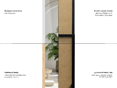 Álló tükör fekete kerettel 36x156 cm