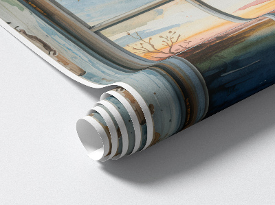 Öntapadós ablak falmatrica 93x100 Ablak akvarellek