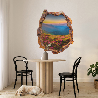 Faláttörés matrica 3D 108x130 Virágos hegyek