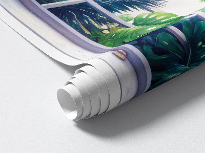 Öntapadós ablak falmatrica 86x130 Trópusi kilátás