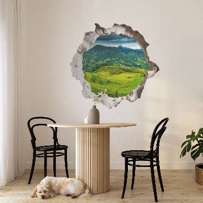 Faláttörés matrica 3D 130x123 Zöld teraszok