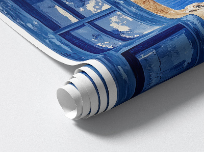 Ablak falmatrica 80x46 Görög táj