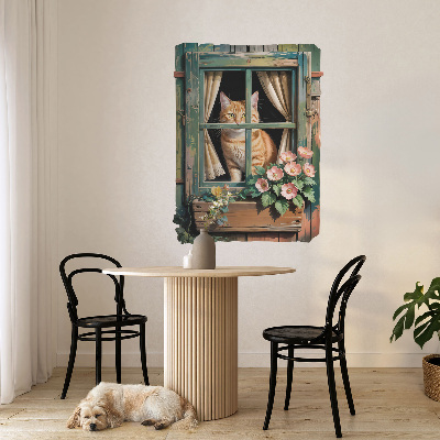 Ablak falmatrica 60x80 Cica az ablakban