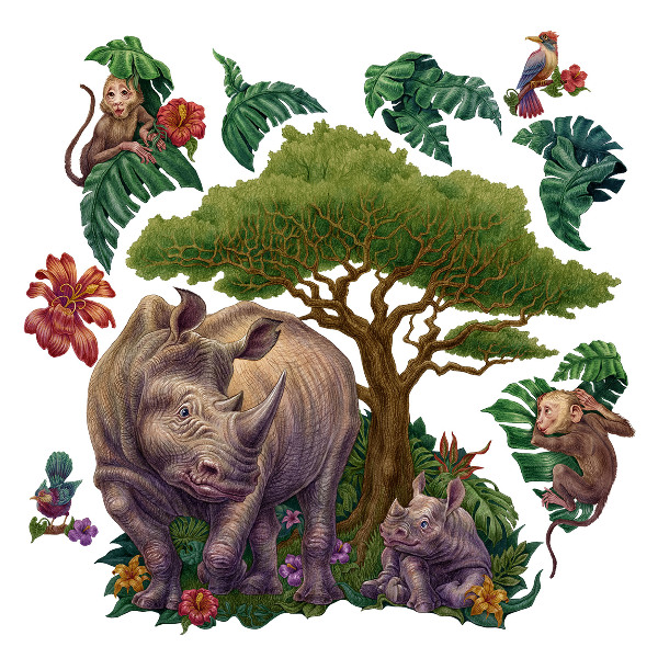 Falmatrica 100x108 Vadon élő állatok és szafari növényzet rajzokon