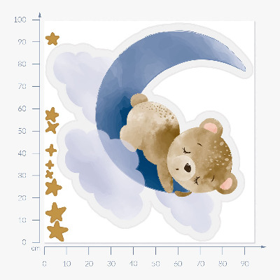 Falmatrica 100x95 Teddy mackó a Holdon a felhők és a csillagok akvarell