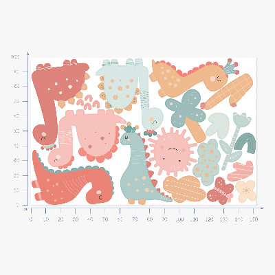 Falmatrica 100x153 A dinoszauruszok pasztell világa bohó stílusban
