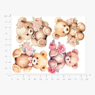 Falmatrica 100x128 Teddy mackók virágokkal, akvarell stílusban