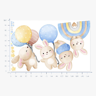 Falmatrica 100x156 Nyuszik lufival pasztell szivárványban