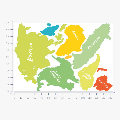 Falmatrica 100x145 Pasztell kontinens térkép grafikus illusztráció